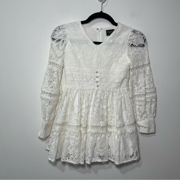 Bardot Junior Girls White Venice Lace Long Sleeve Dress Size 8 Elegant Boho - Picture 2 of 9